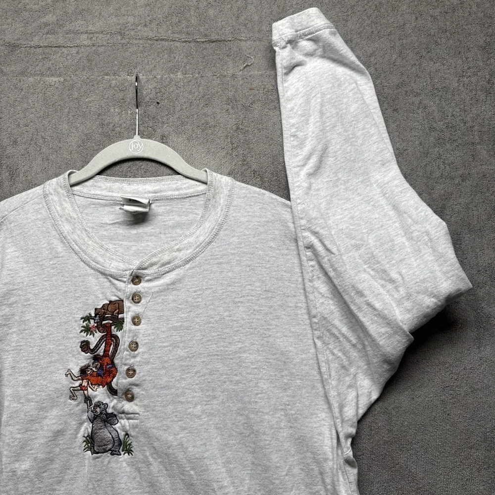 Vintage‎ 90s Disney Catalog Jungle book Gray Long sleeve Henley extra Large